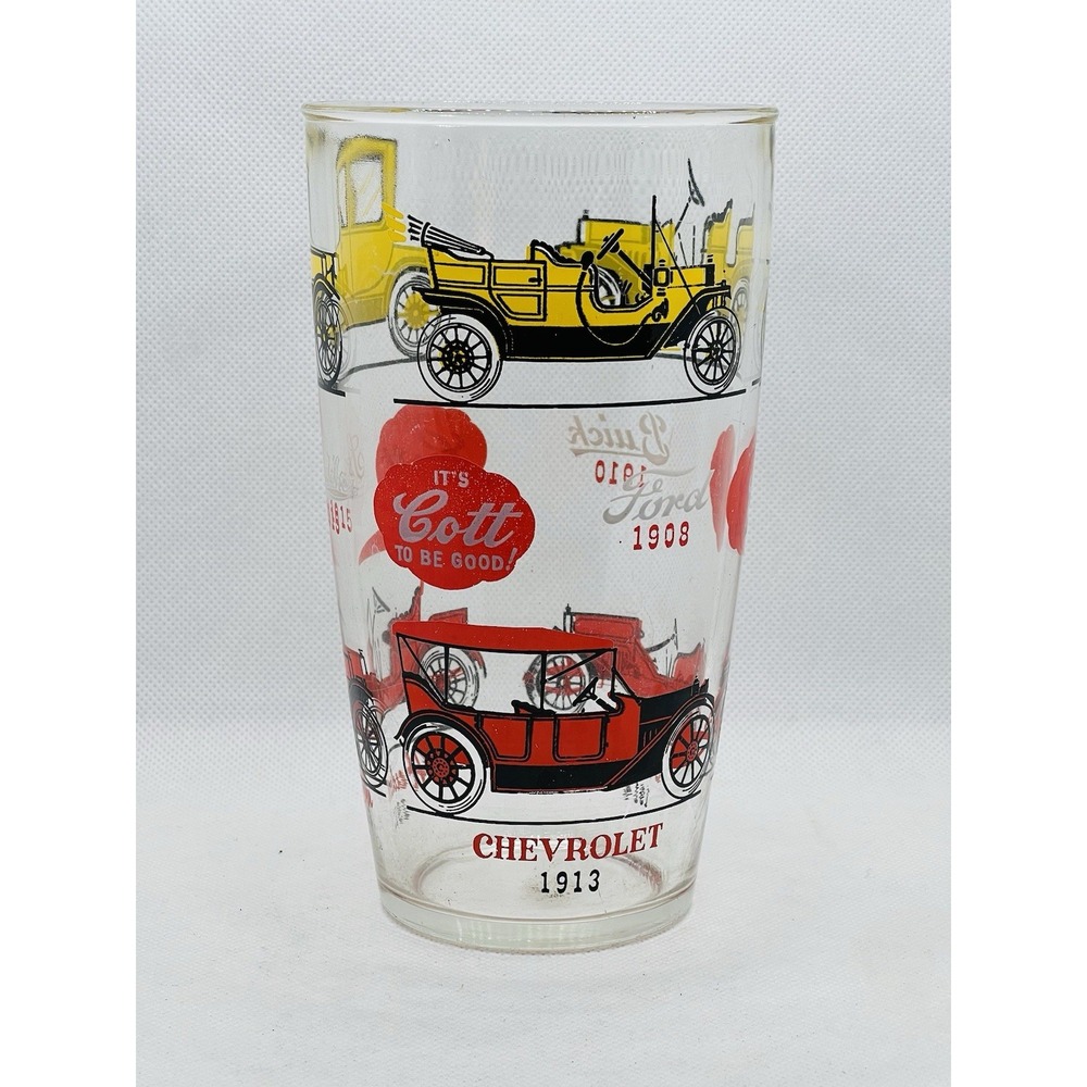 Vintage Hazel Atlas Classic Car Cocktail Mix Glass w/Antique Automobiles Ford‎